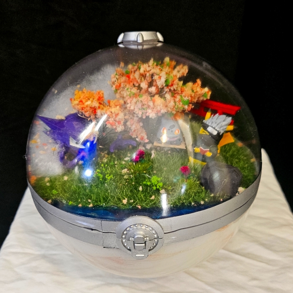 Custom Handmade Pokémon Poké Ball Terrarium – Featuring Cherry Blossom Scene